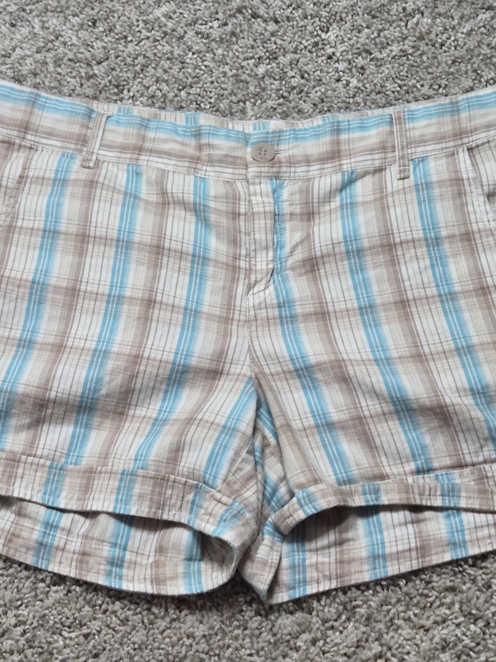 Maurices Plaid Cuffed Chino Shorts Blue Tan Size 20 Plus Size Cotton Blend
